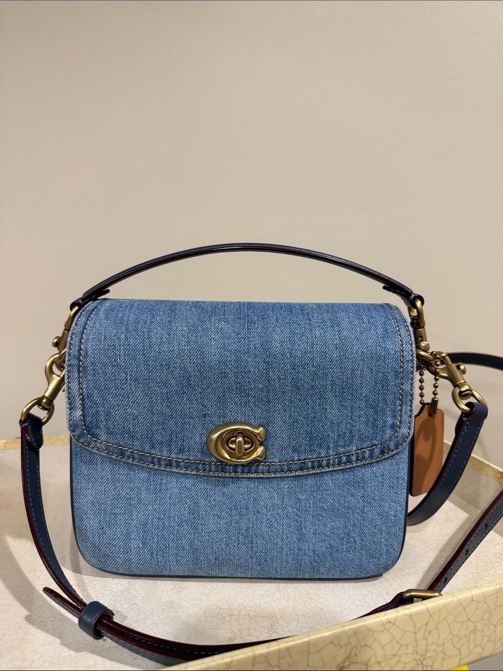Coach Cassie Blue Denim Crossbody with Gold-Tone Turnlock